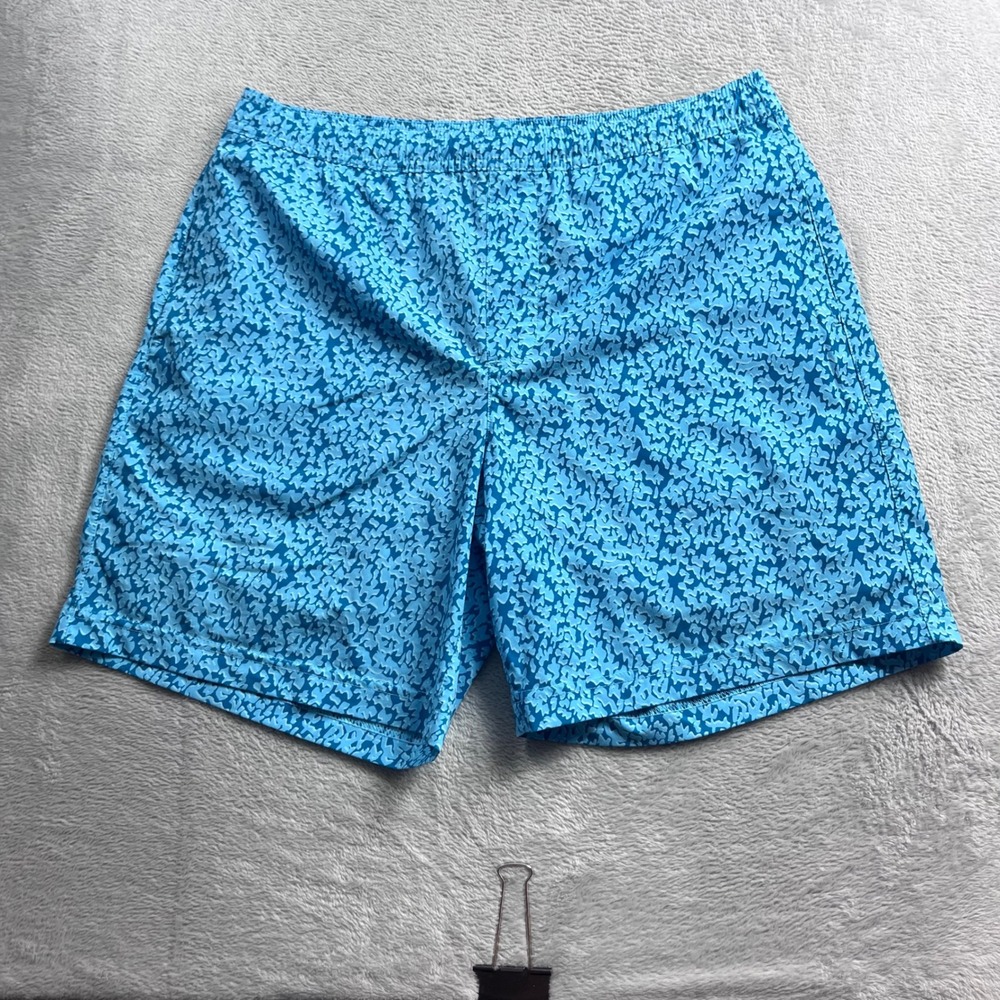 Chubbies Mens Blue Abstract Print Swim Trunks 7 Inch Inseam Size L Lined Shorts